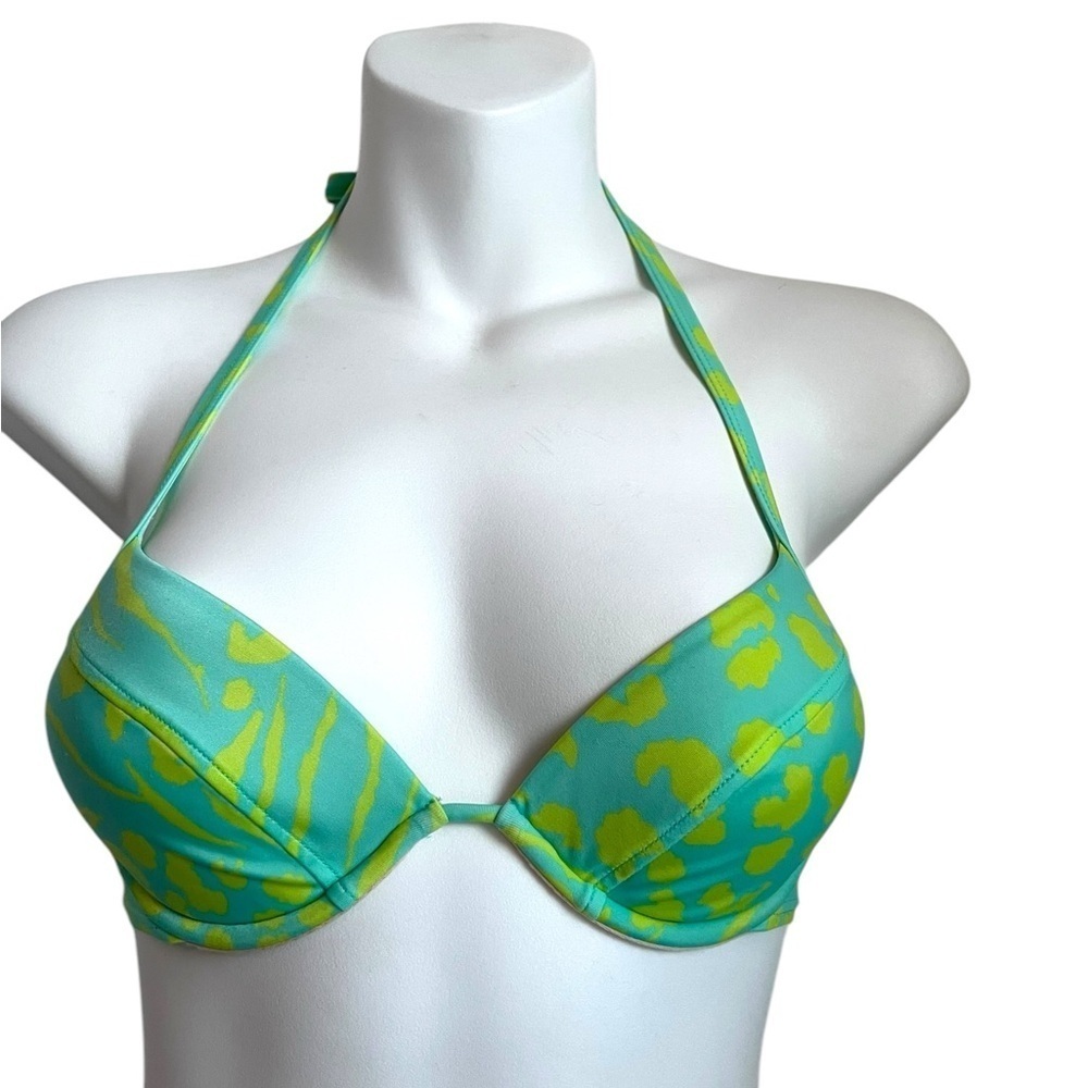 Victoria's Secret Green Leopard Push Up Bikini Top 32B